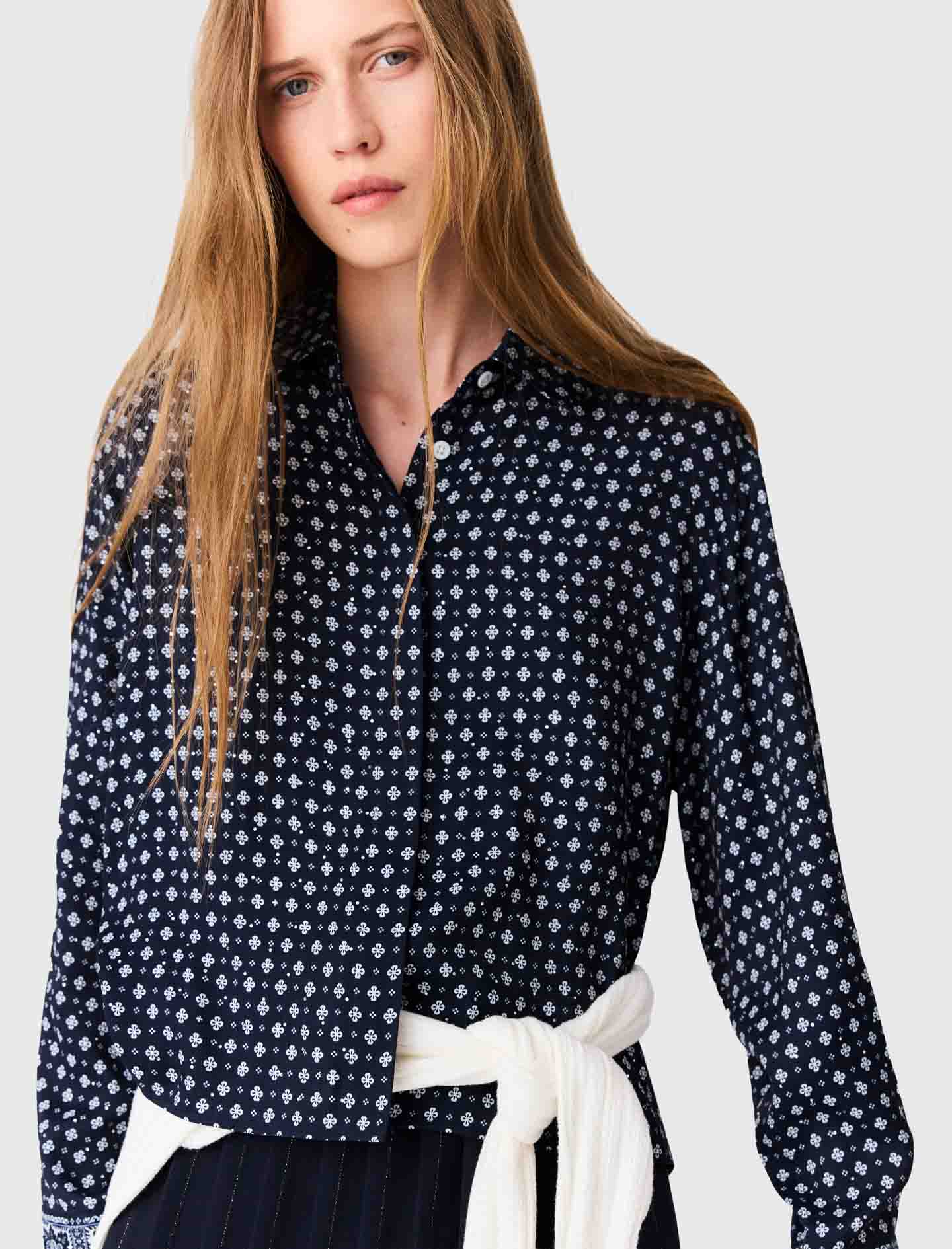 Printed shirt with rhinestones Navy Loungewear