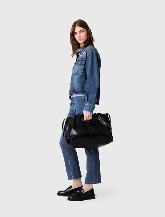 Denim shirt with brooches Blue