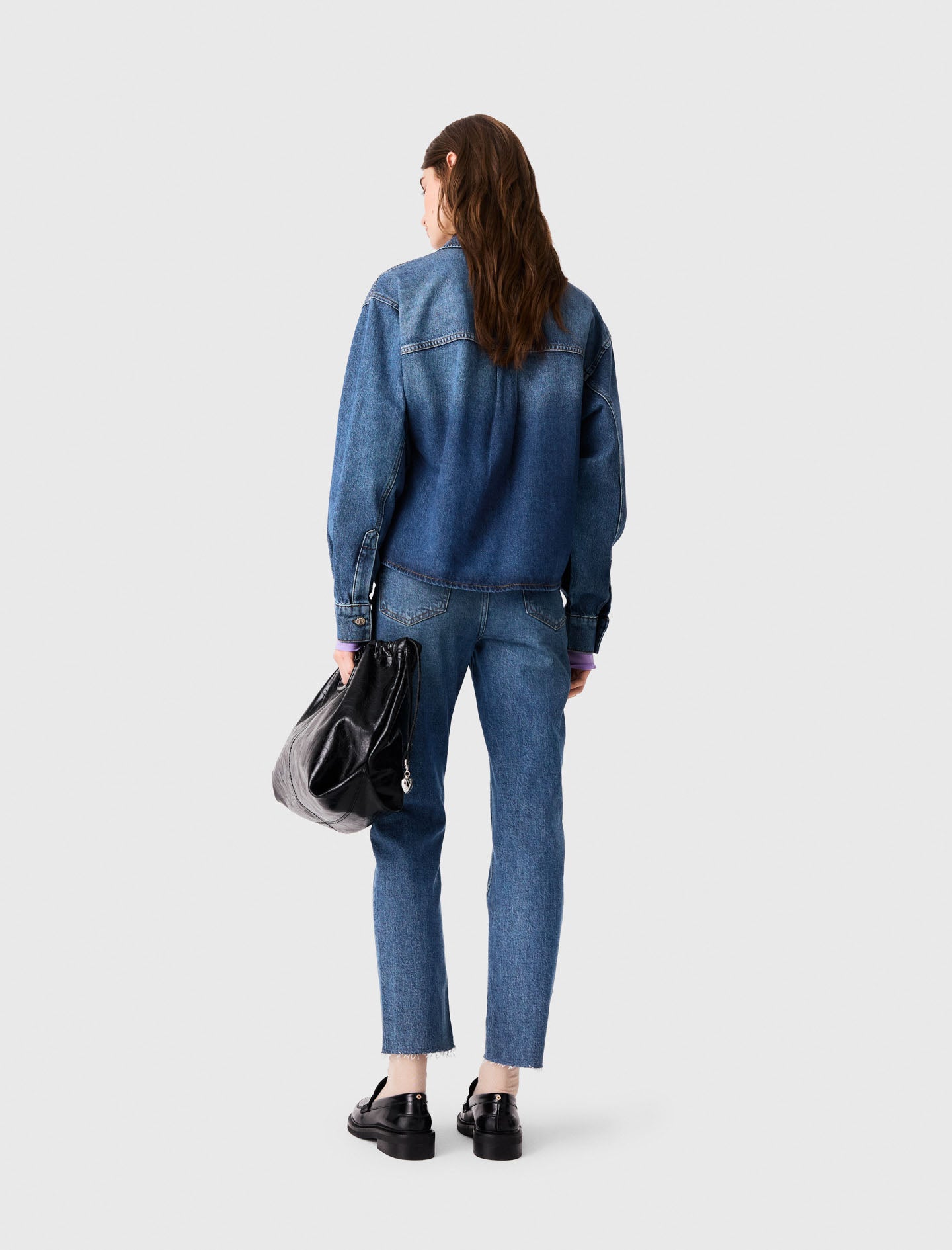 Denim shirt with brooches Blue