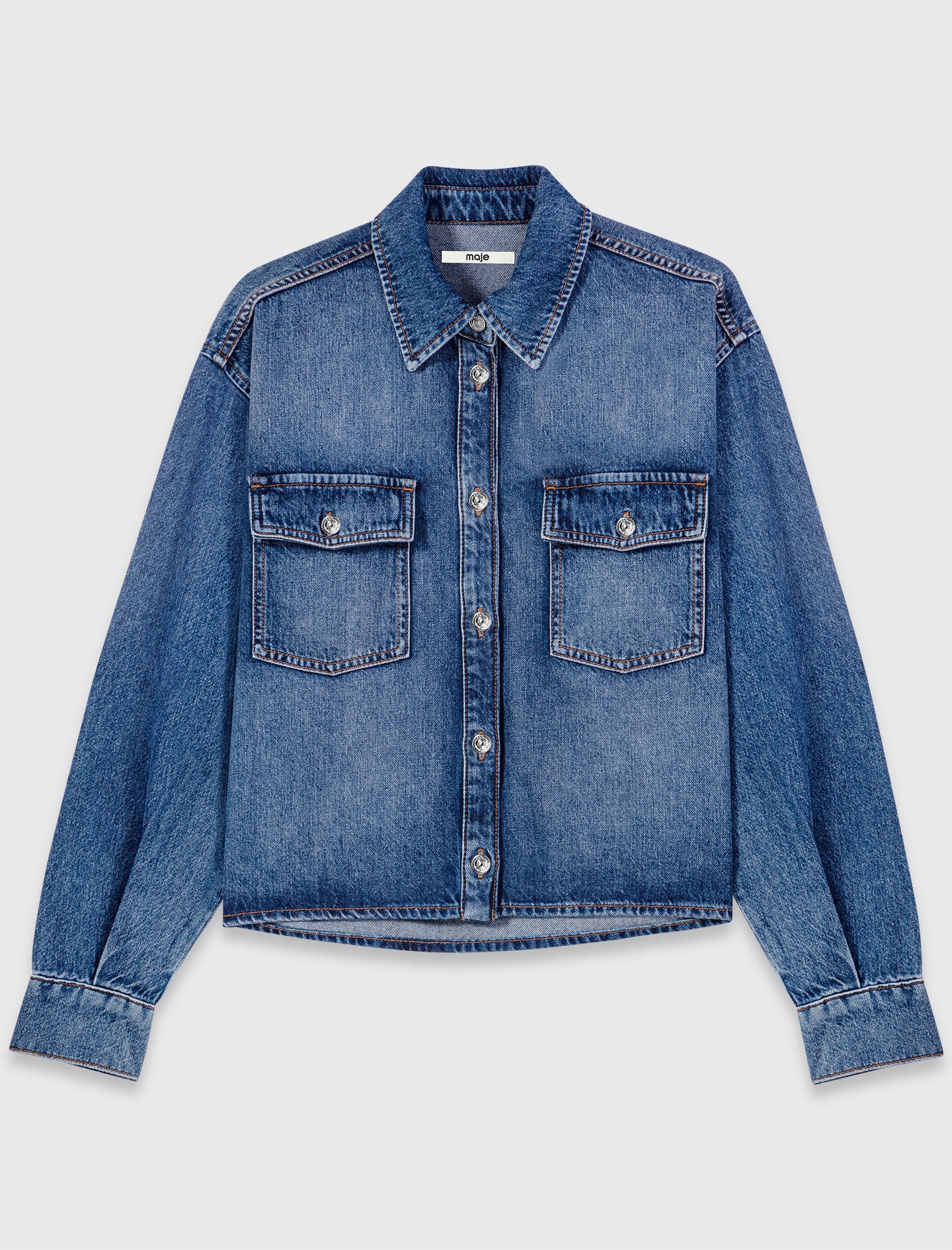 Denim shirt with brooches Blue