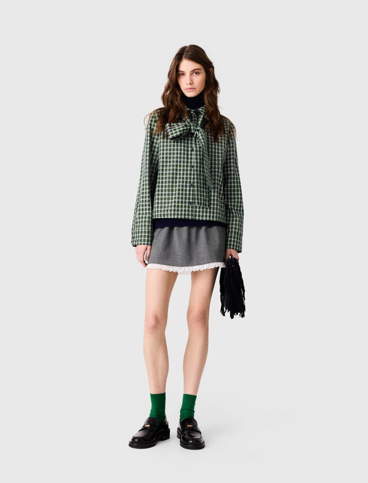 Rhinestone shirt with tie Green
