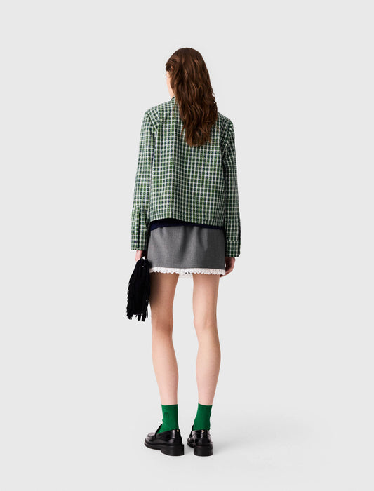 Rhinestone shirt with tie Green