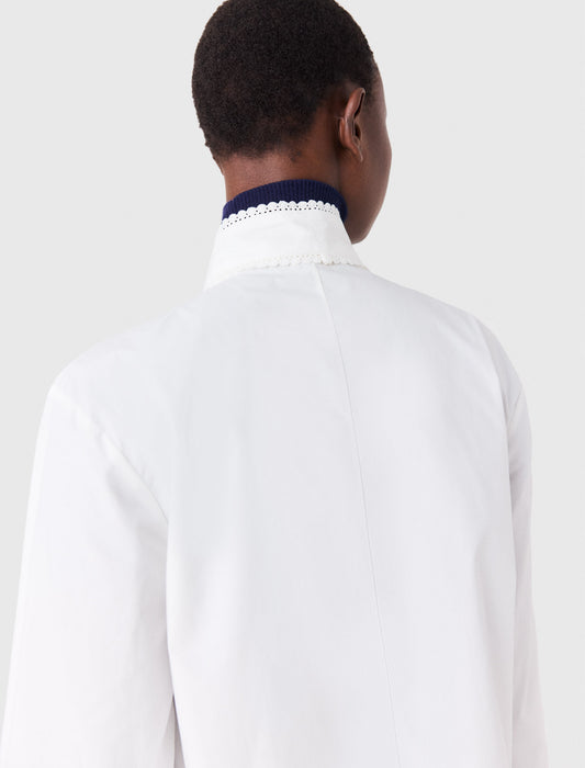 Shirt with removable pussy bow White