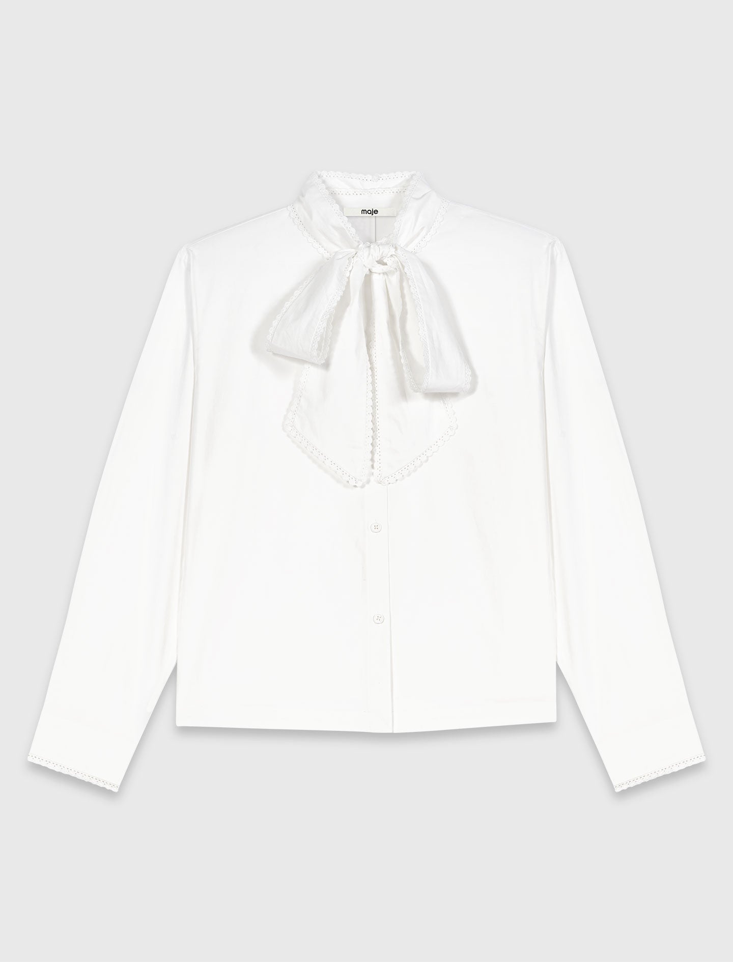 Shirt with removable pussy bow White