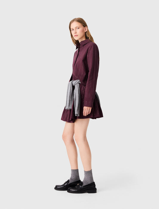 Cropped rhinestone cotton shirt Burgundy