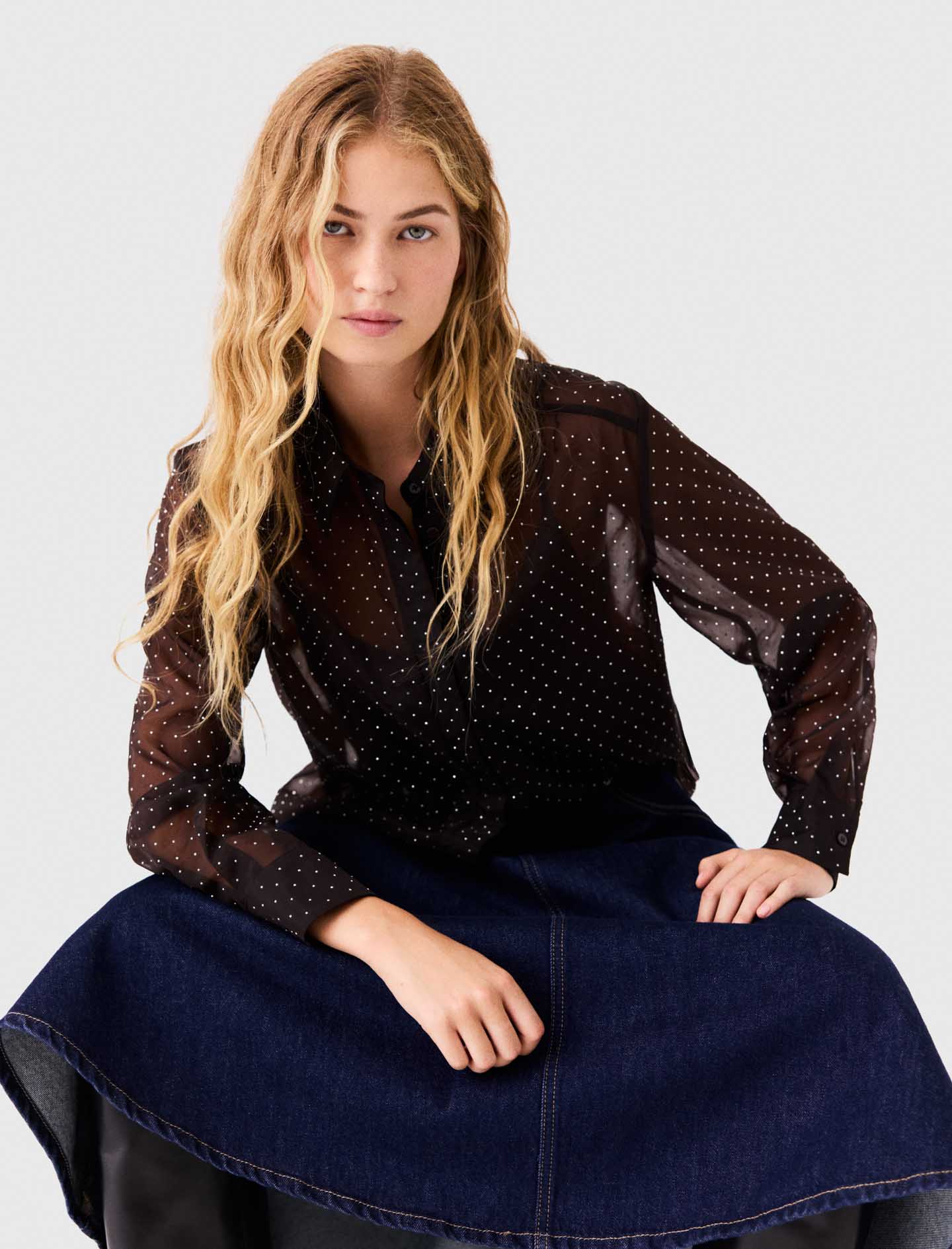 Rhinestone Shirt Dark Brown