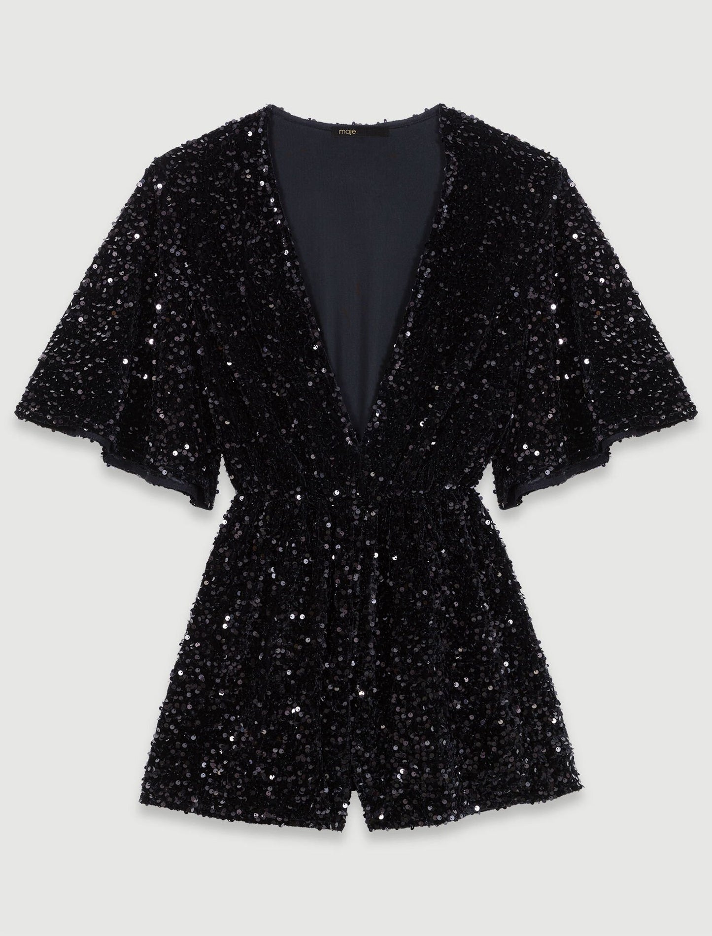 Black  -Sequinned Velvet Playsuit