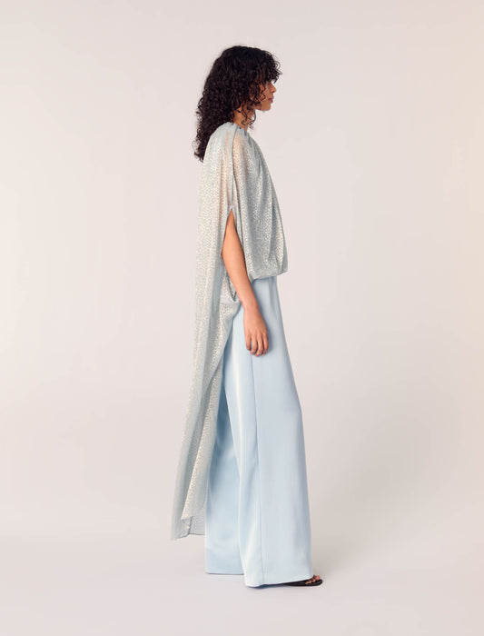 Blue Sky Satin Belted Jumpsuit