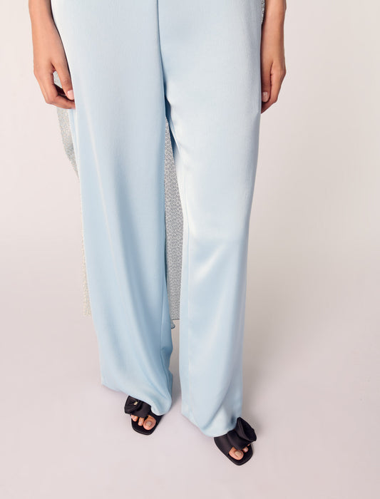 Blue Sky Satin Belted Jumpsuit