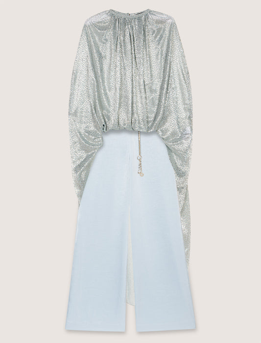 Blue Sky Satin Belted Jumpsuit