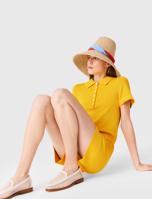 Knit playsuit with polo collar Yellow