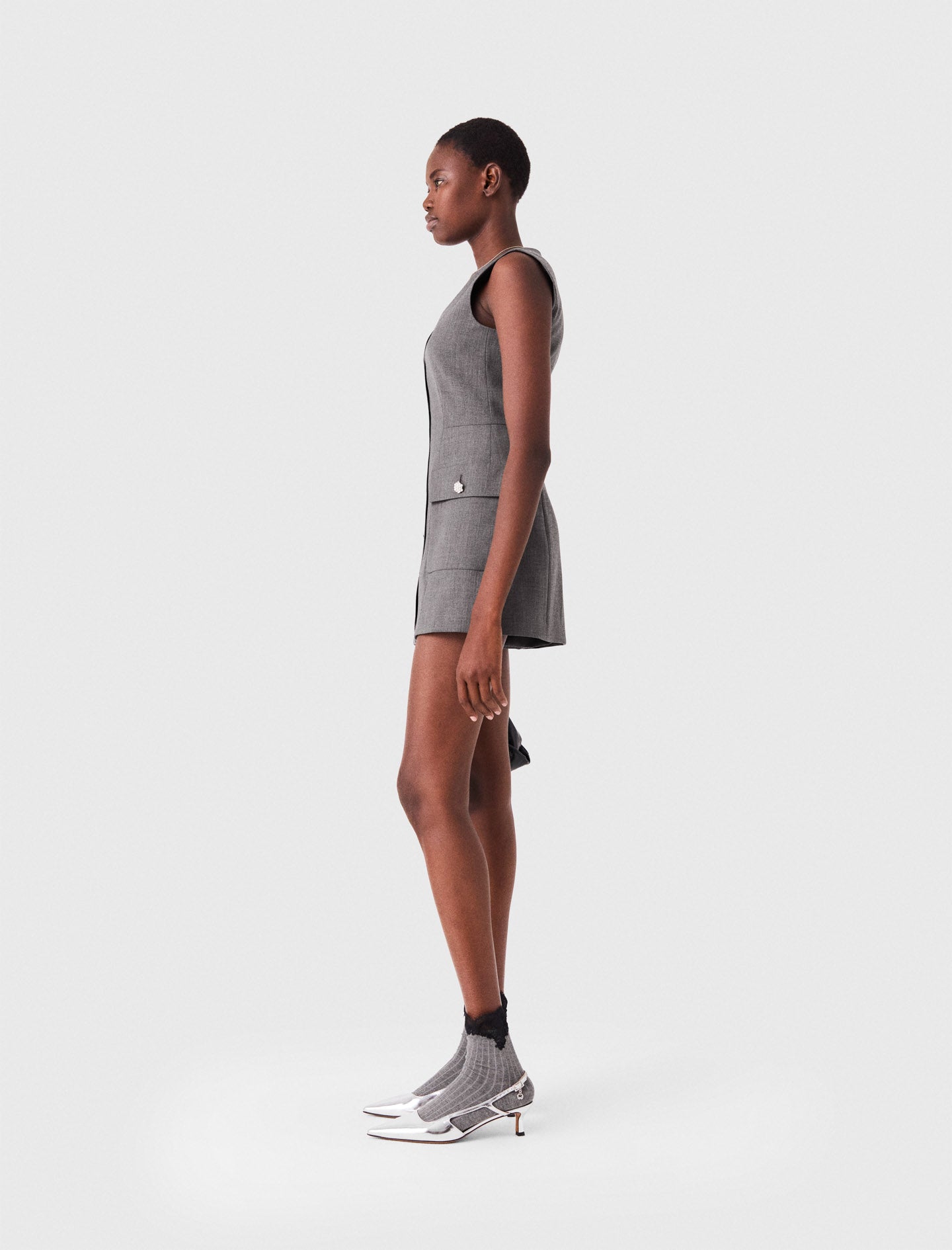 Jewel button tailored jumpsuit Grey