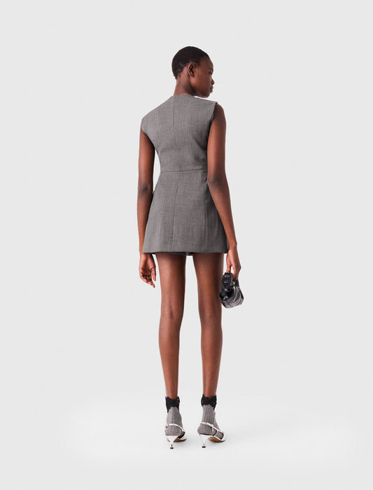 Jewel button tailored jumpsuit Grey