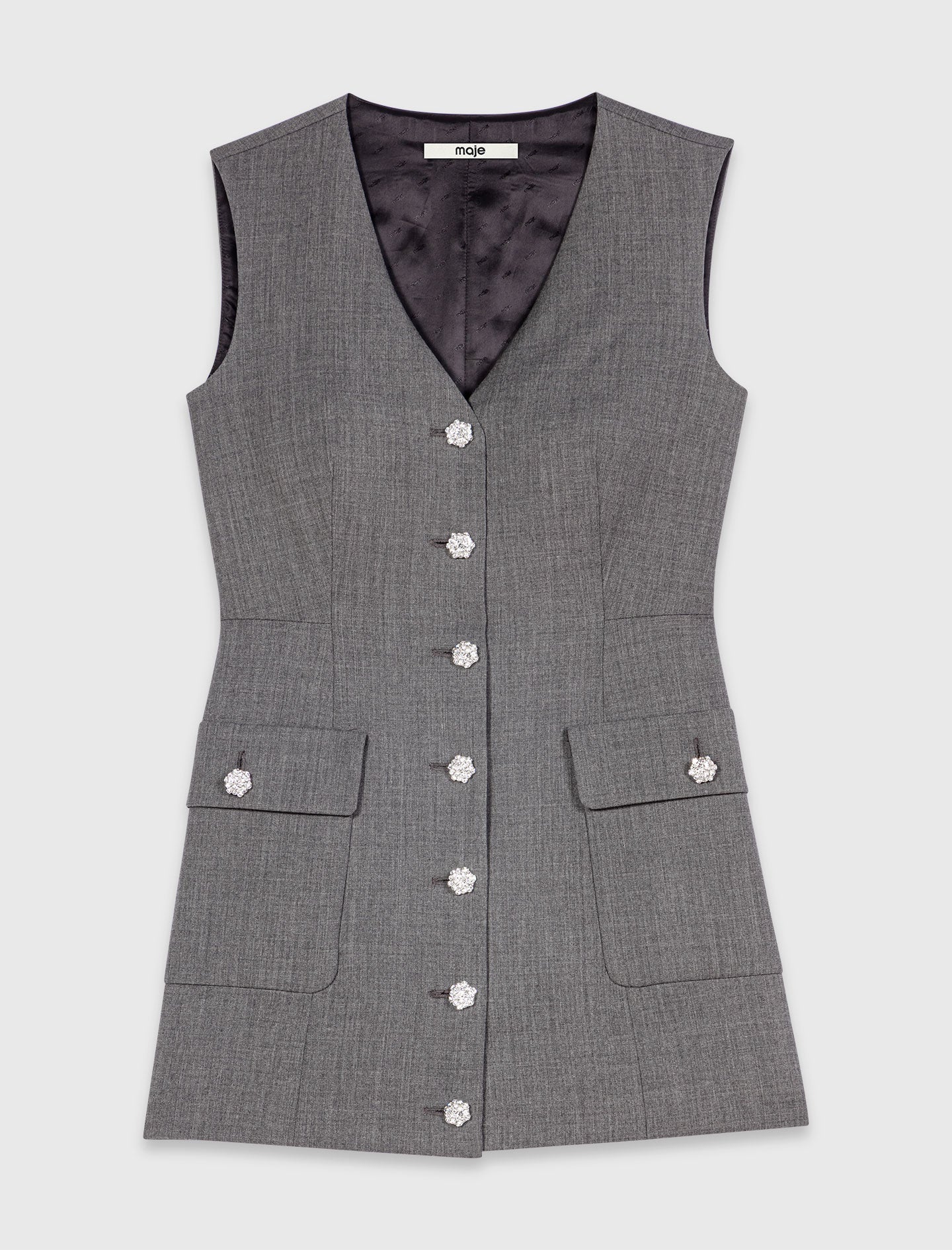 Jewel button tailored jumpsuit Grey