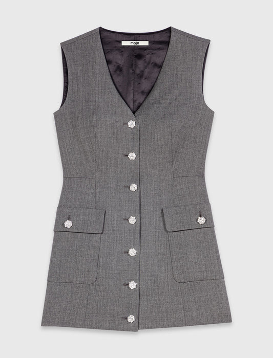 Jewel button tailored jumpsuit Grey