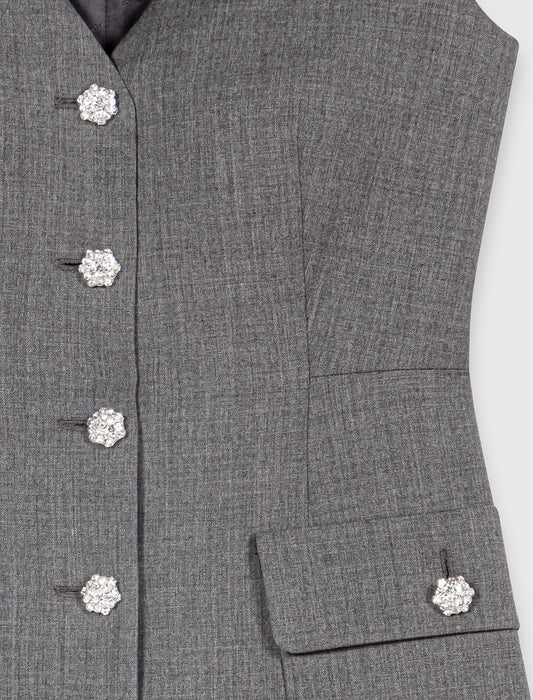 Jewel button tailored jumpsuit Grey