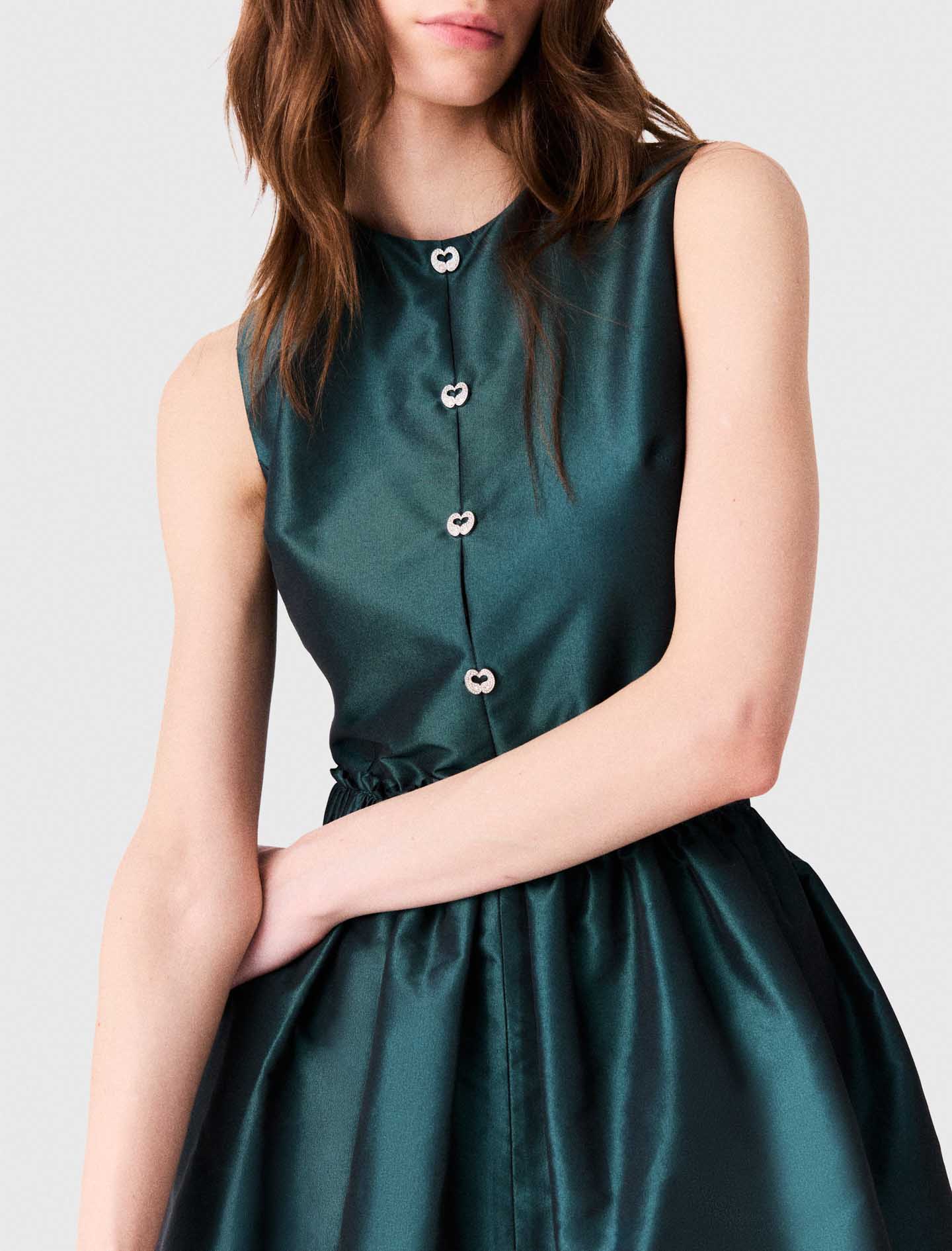 Satin jumpsuit with jewel buttons Bottle Green