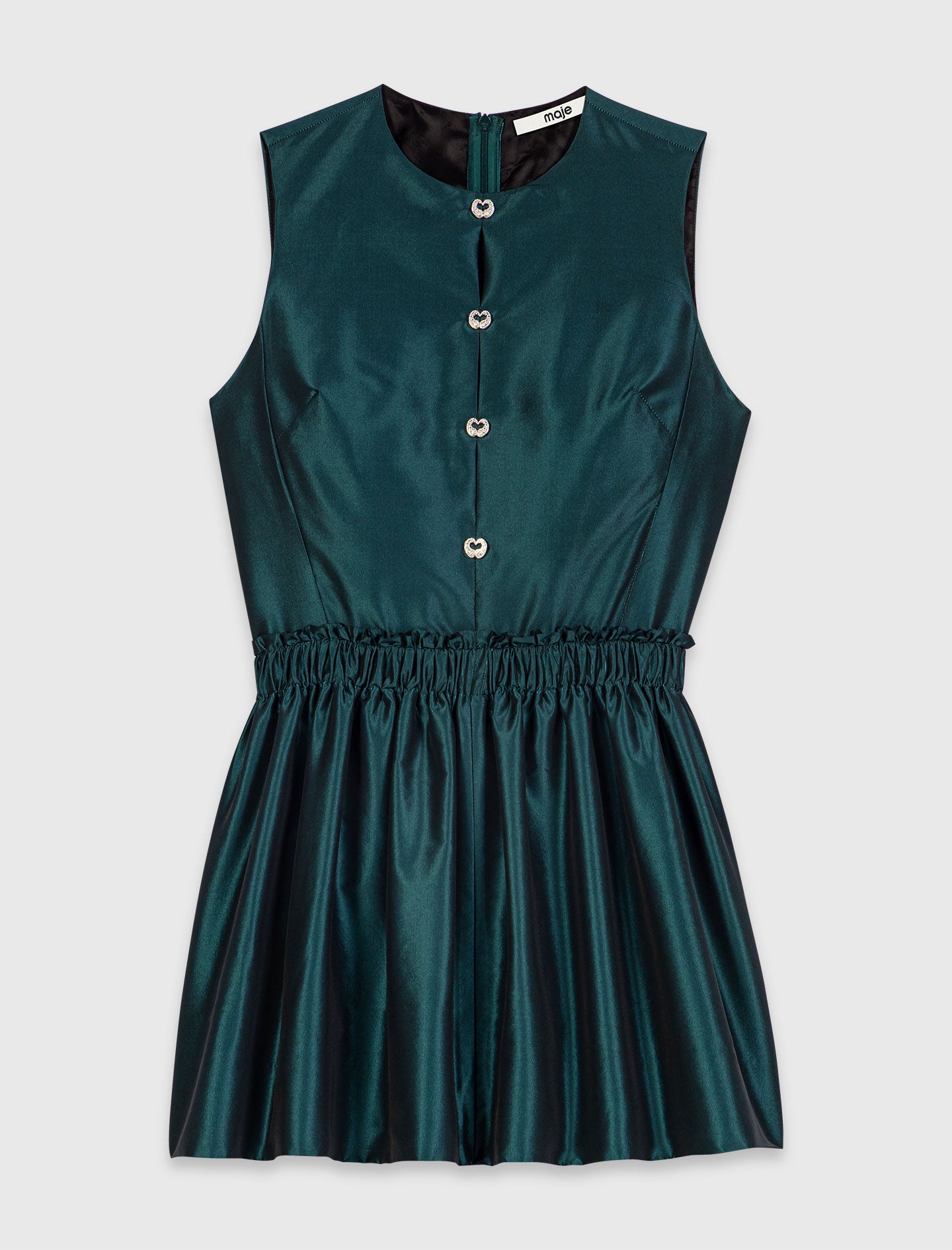 Satin jumpsuit with jewel buttons Bottle Green