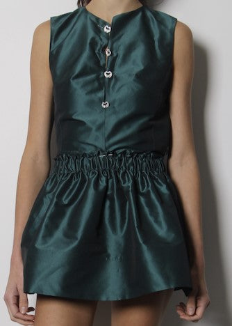 Satin jumpsuit with jewel buttons Bottle Green