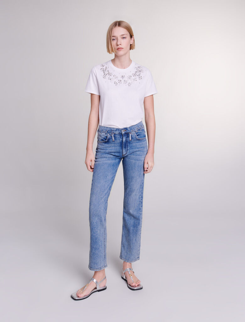 Blue featured Jeans with braided details