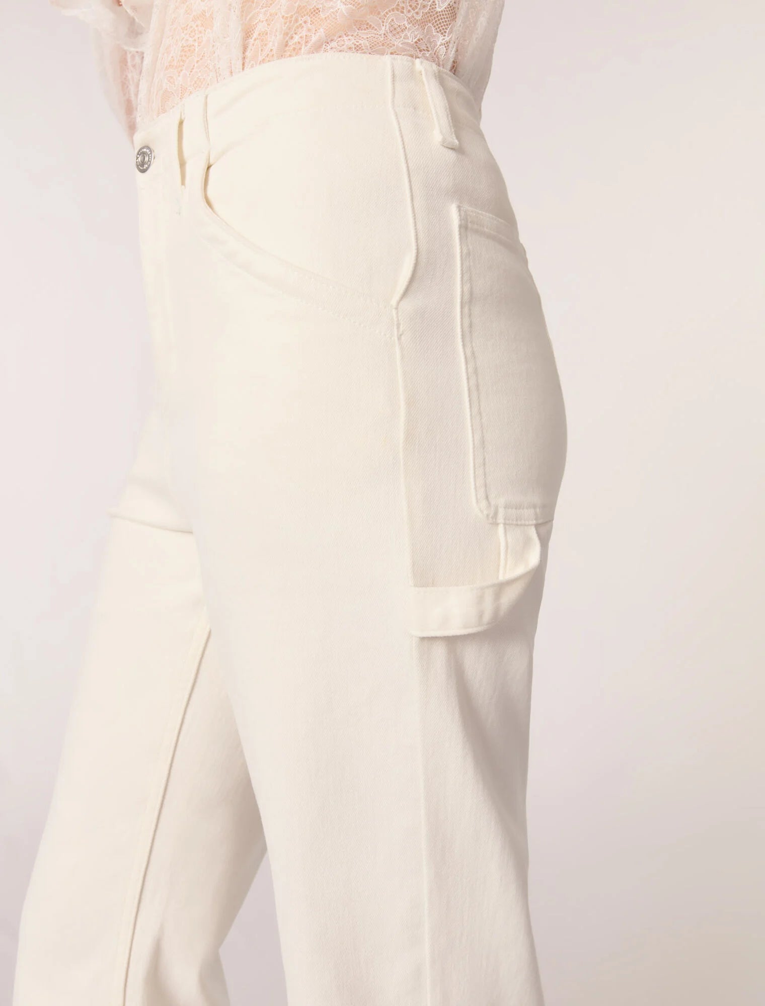 White-Carpenter Cut Jeans