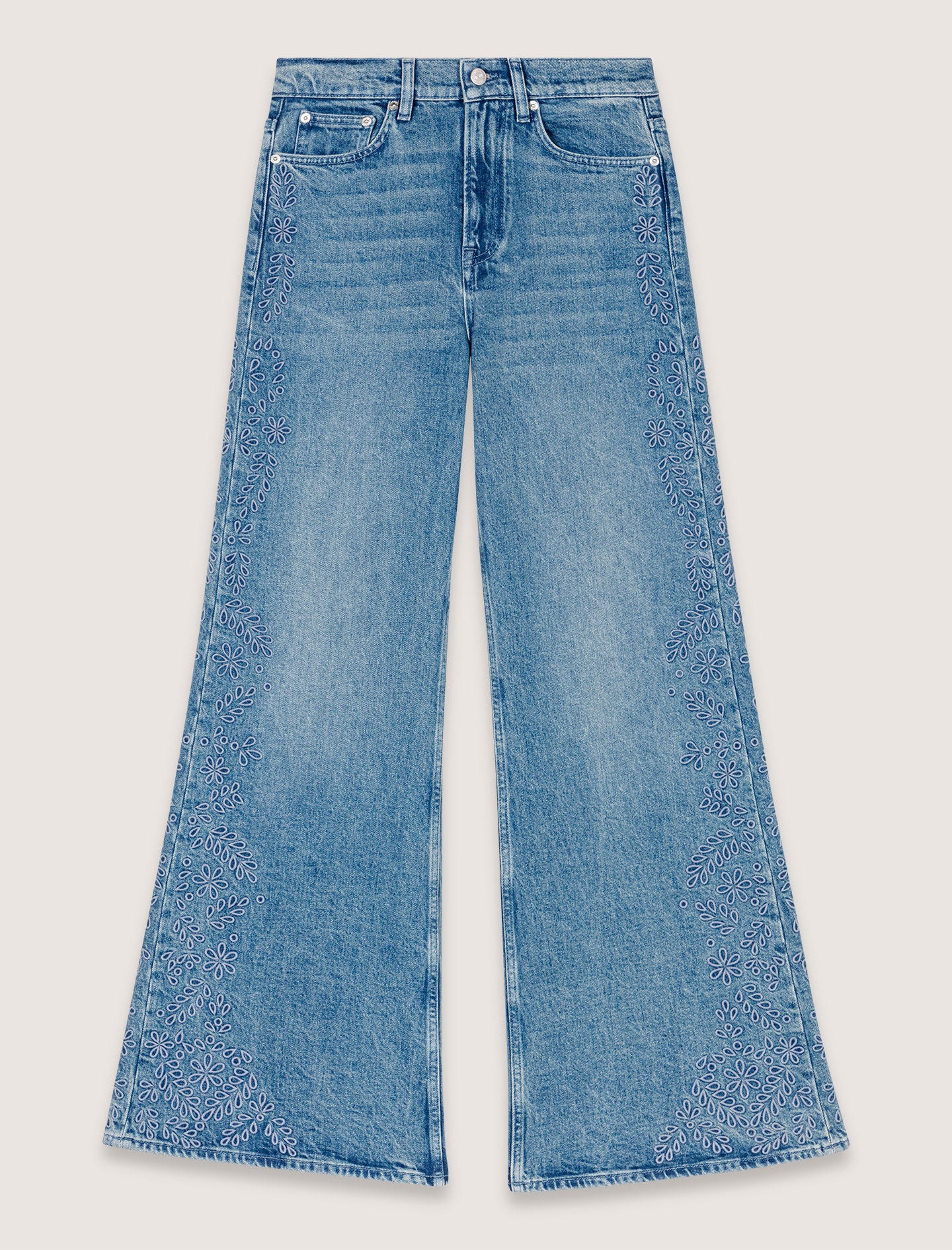 Blue-Embroidered jeans