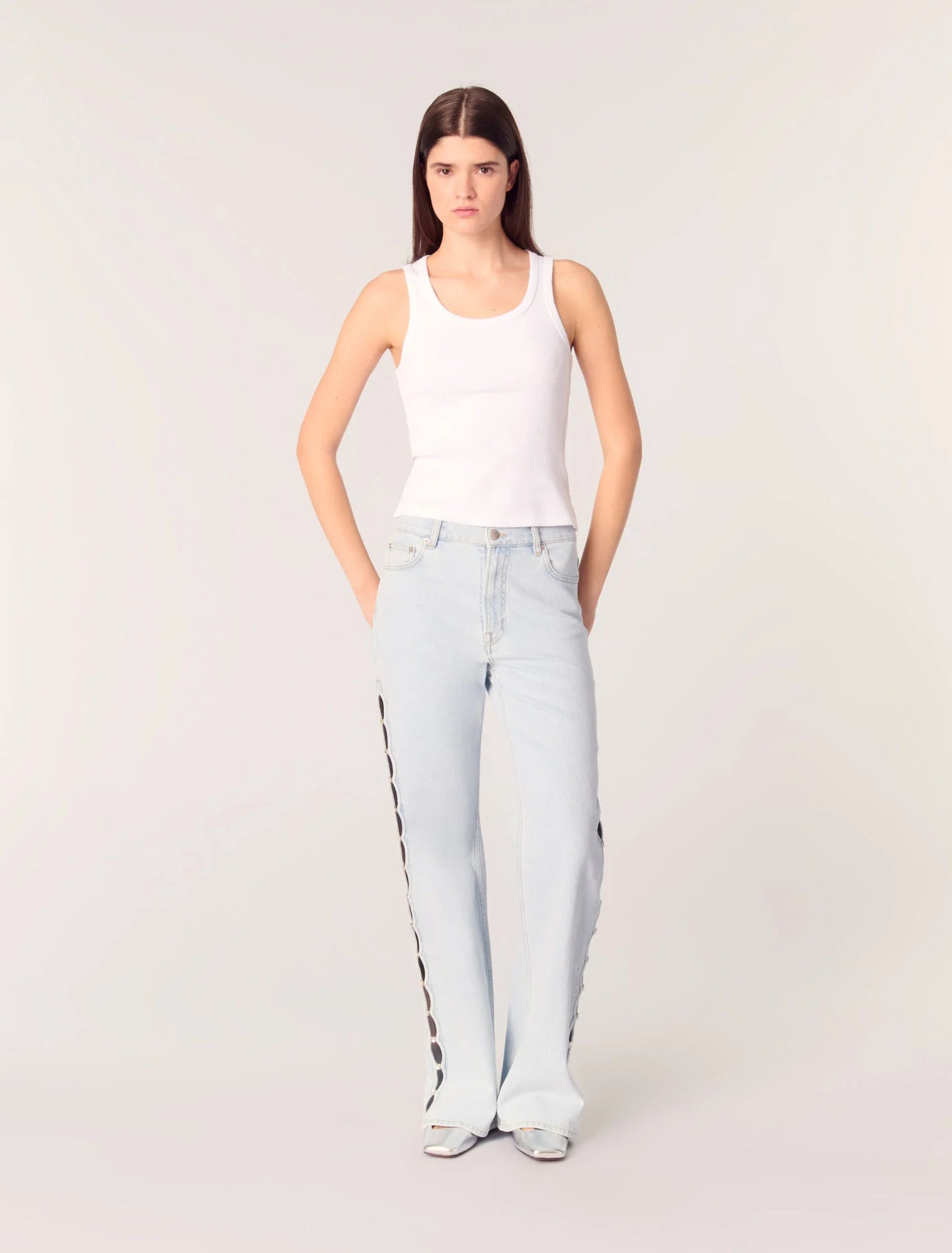 Blue Sky-featured-Wide-Leg Rhinestone Cutaway Jeans