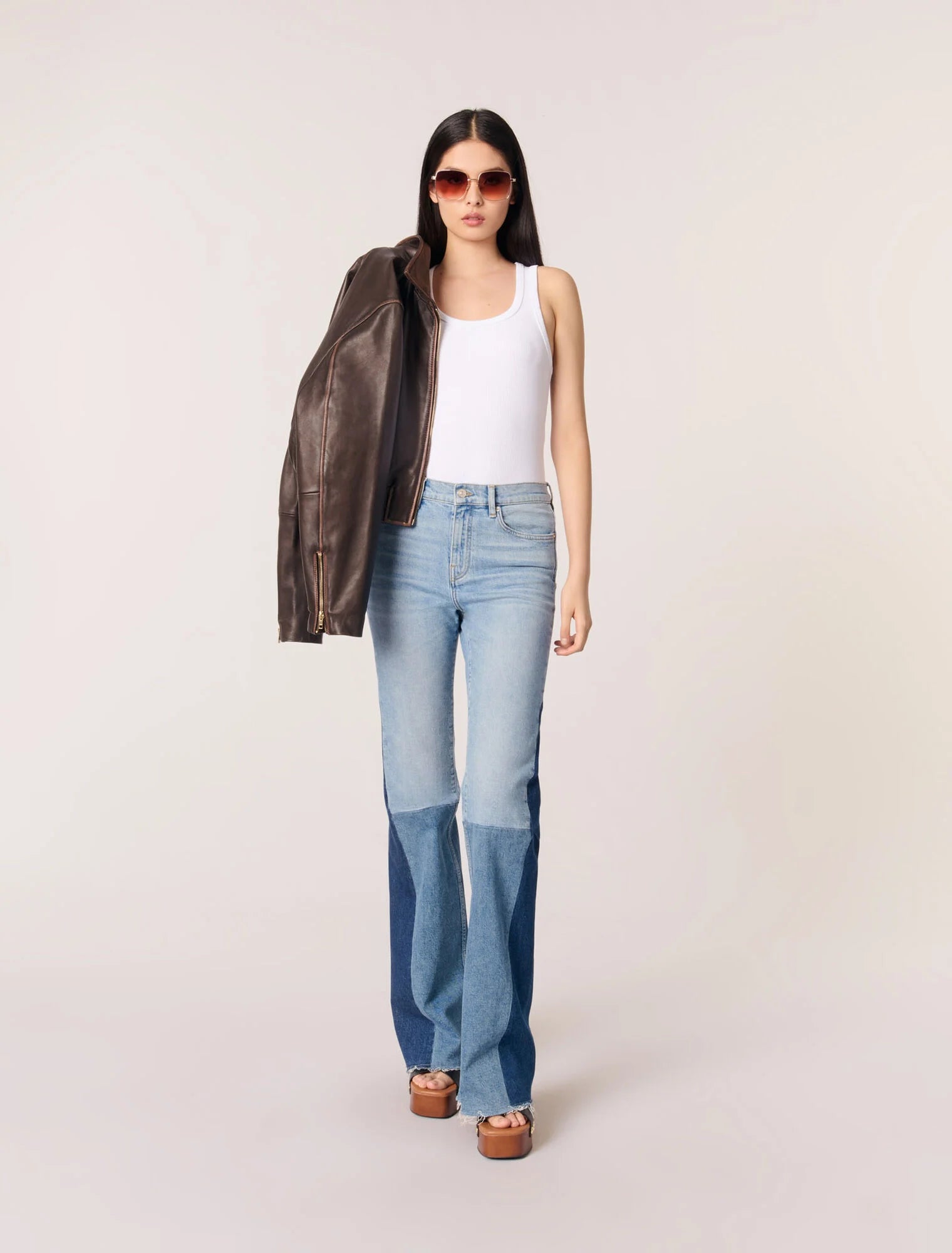 Tricolour patchwork jeans