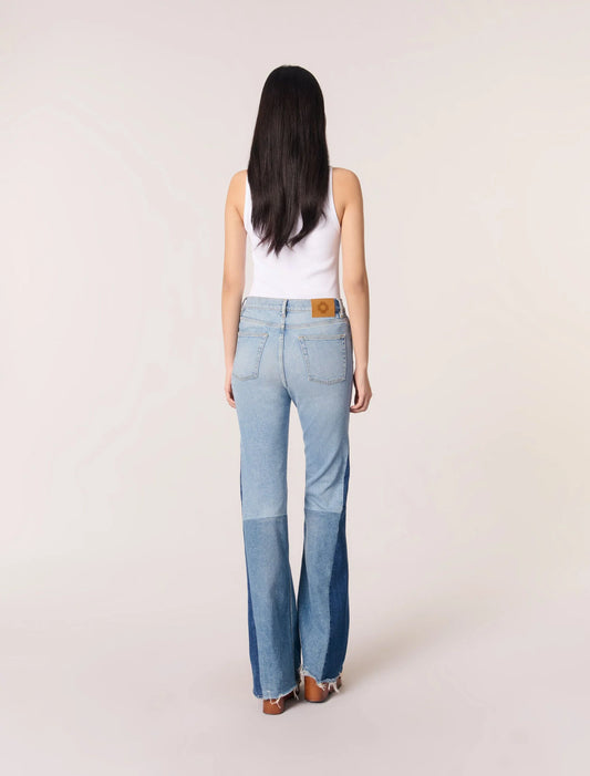 Blue Jean-Tricolour Patchwork Jeans