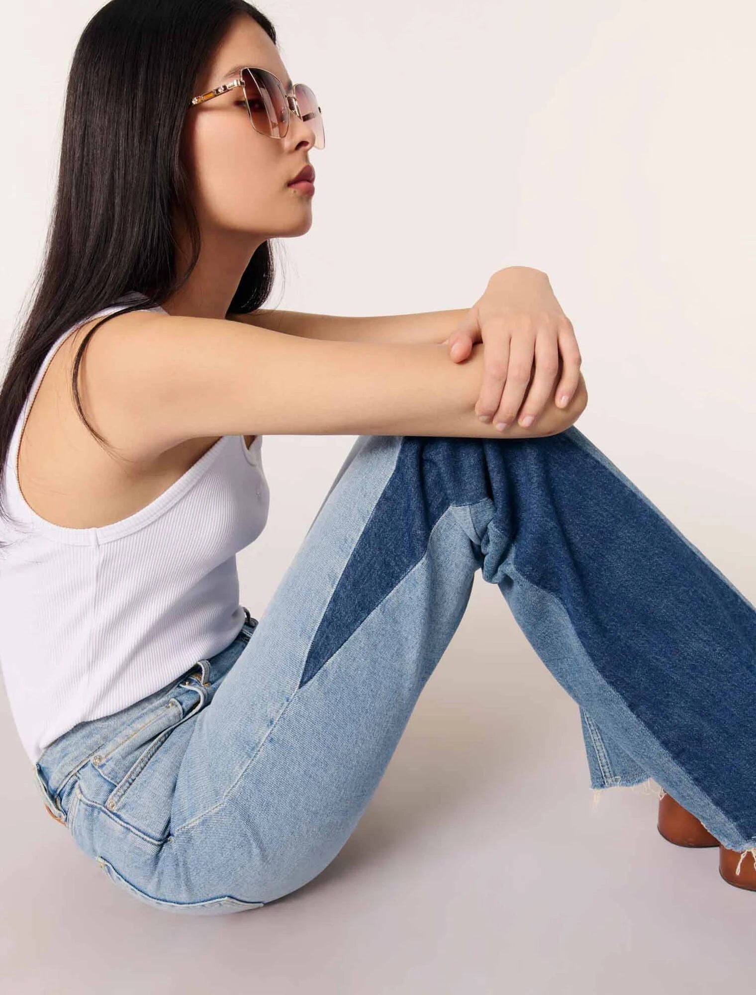 Tricolour patchwork jeans