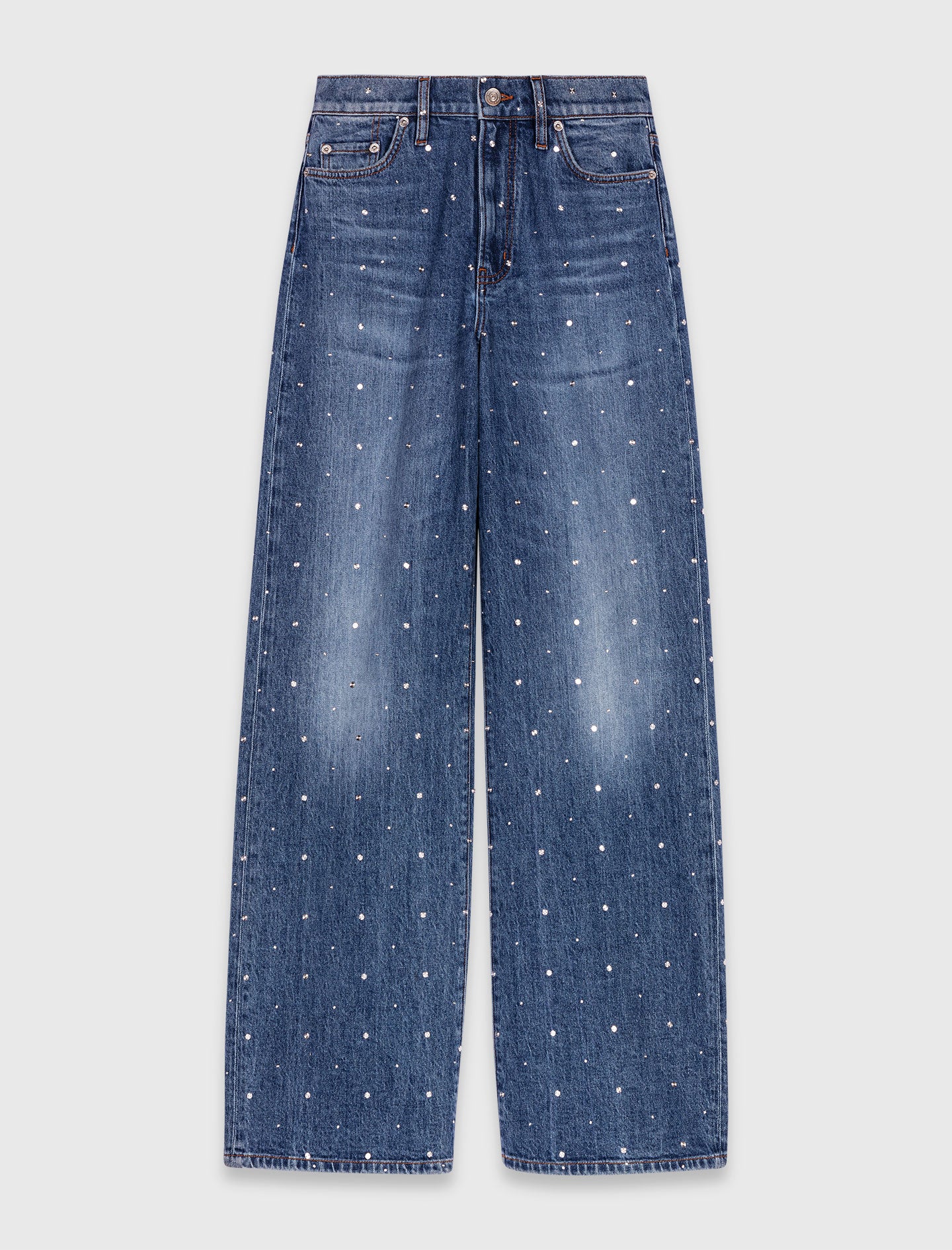Wide denim jeans with studs