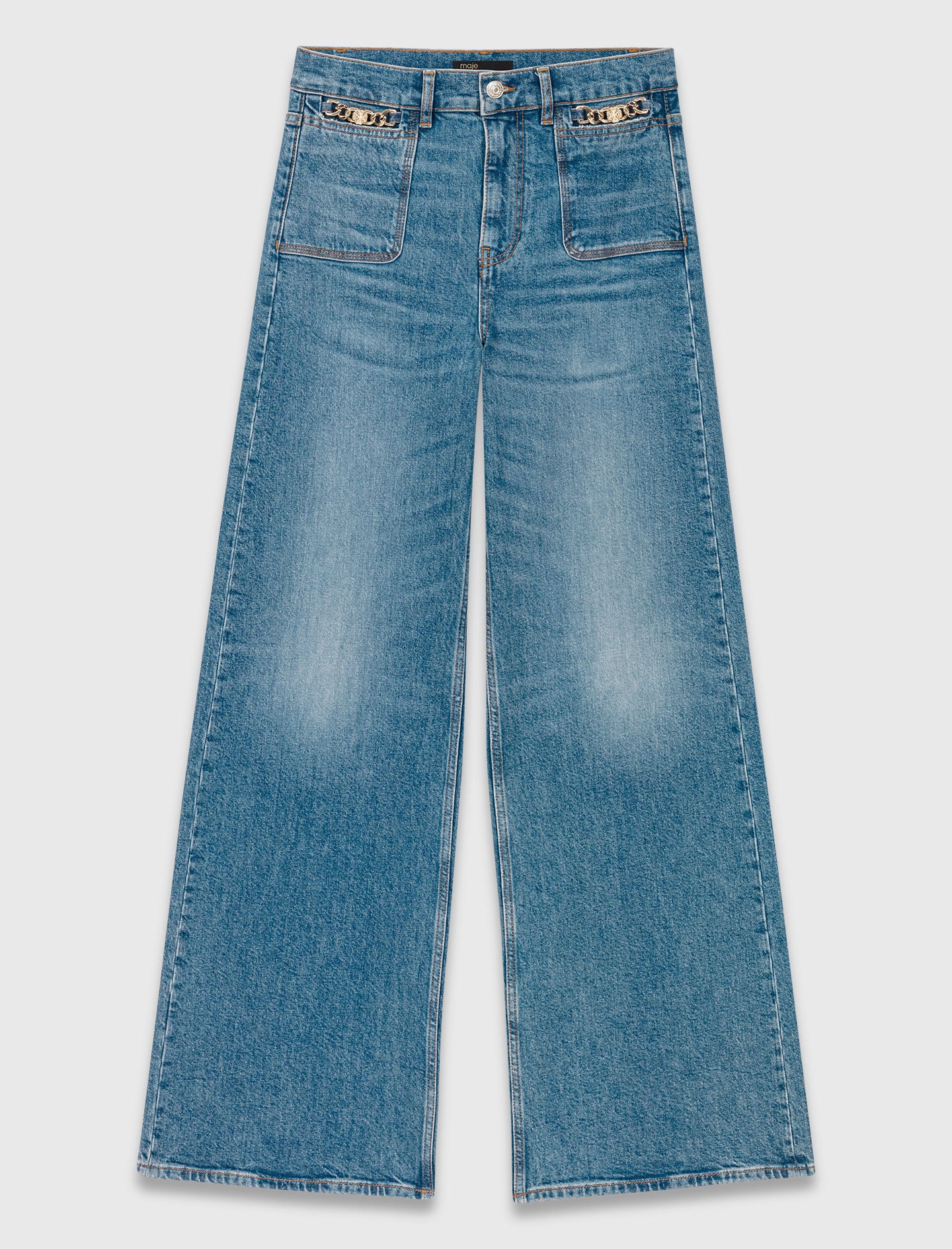 Flared jeans with chain