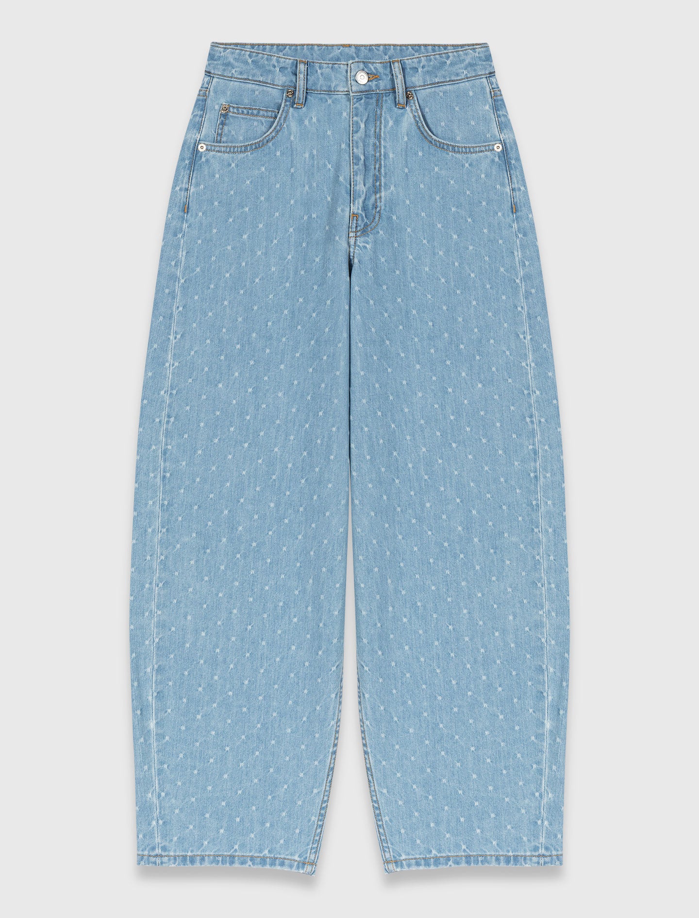 Textured Balloon Jeans BLUE SKY