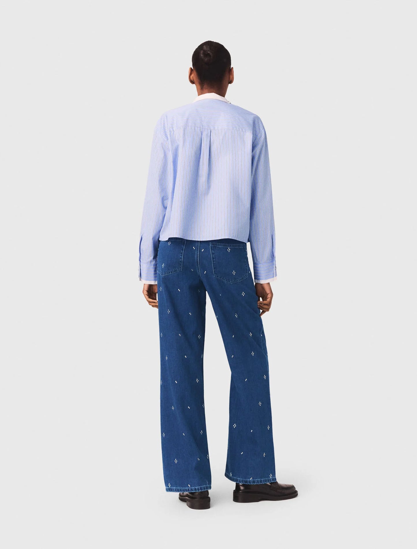 Wide jeans with rhinestones