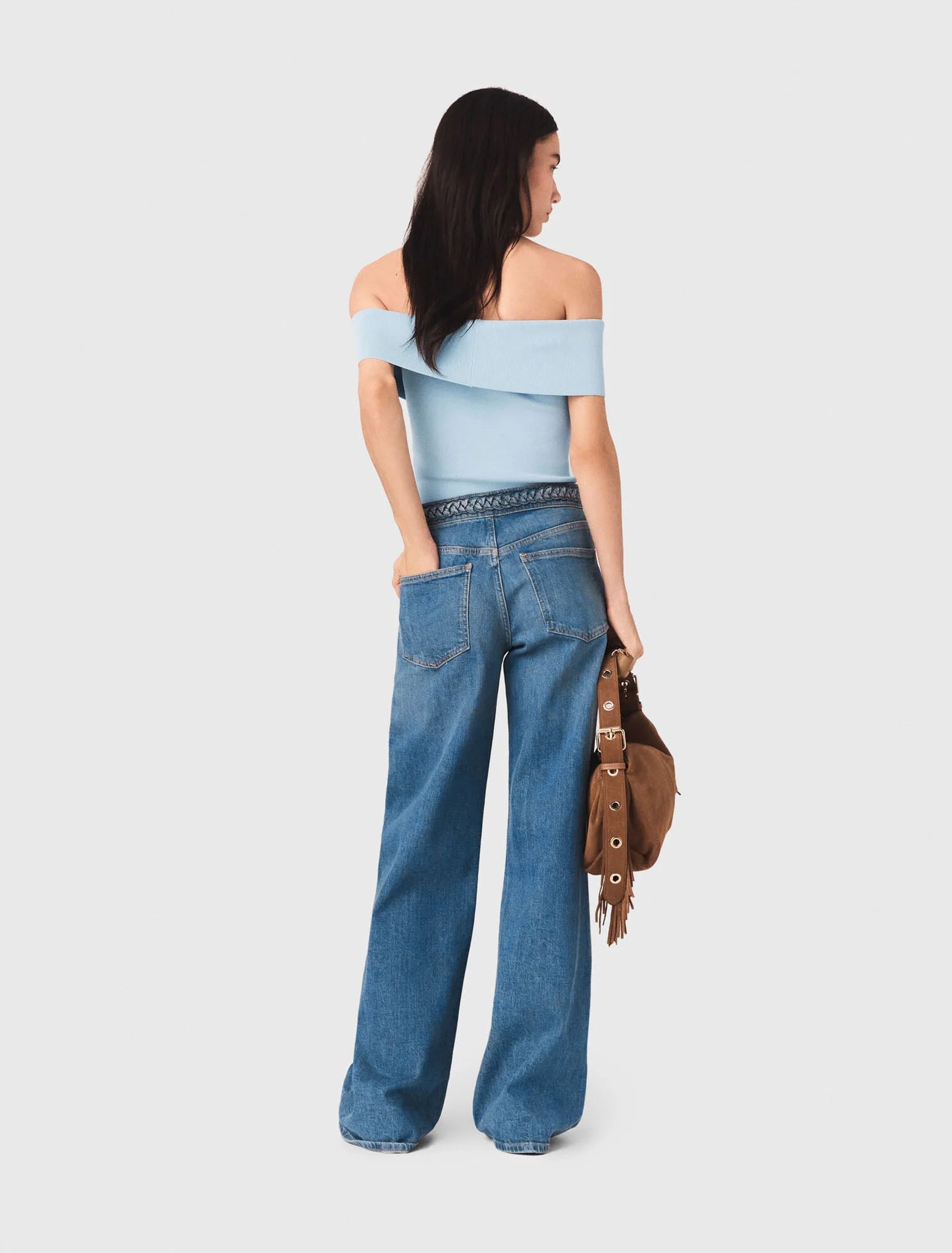 Braided Flared Jeans Blue