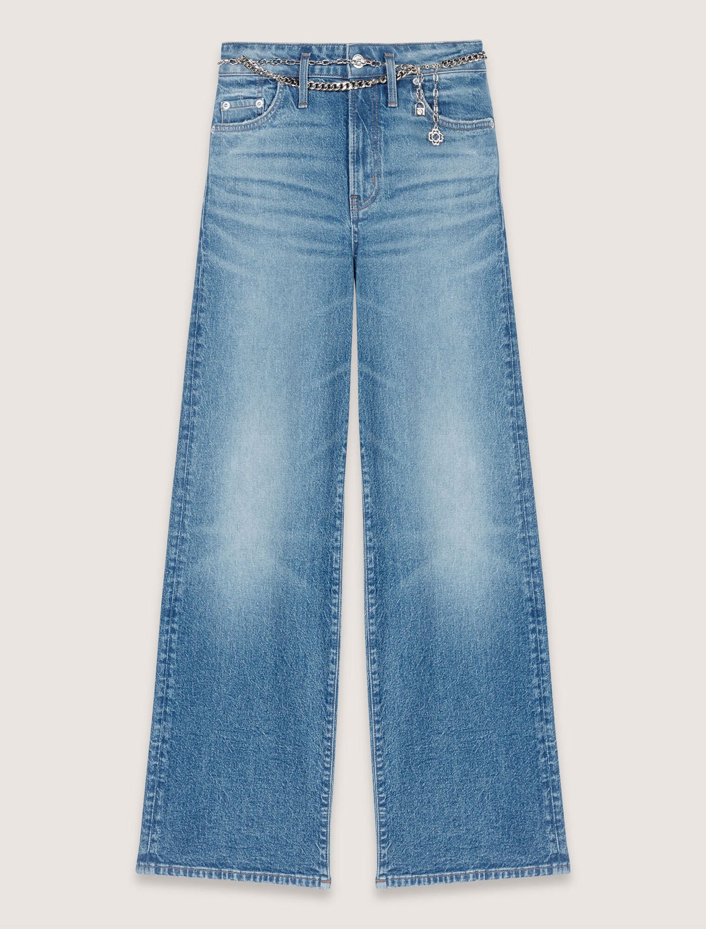 Jeans With Chain-Link Belt Blue