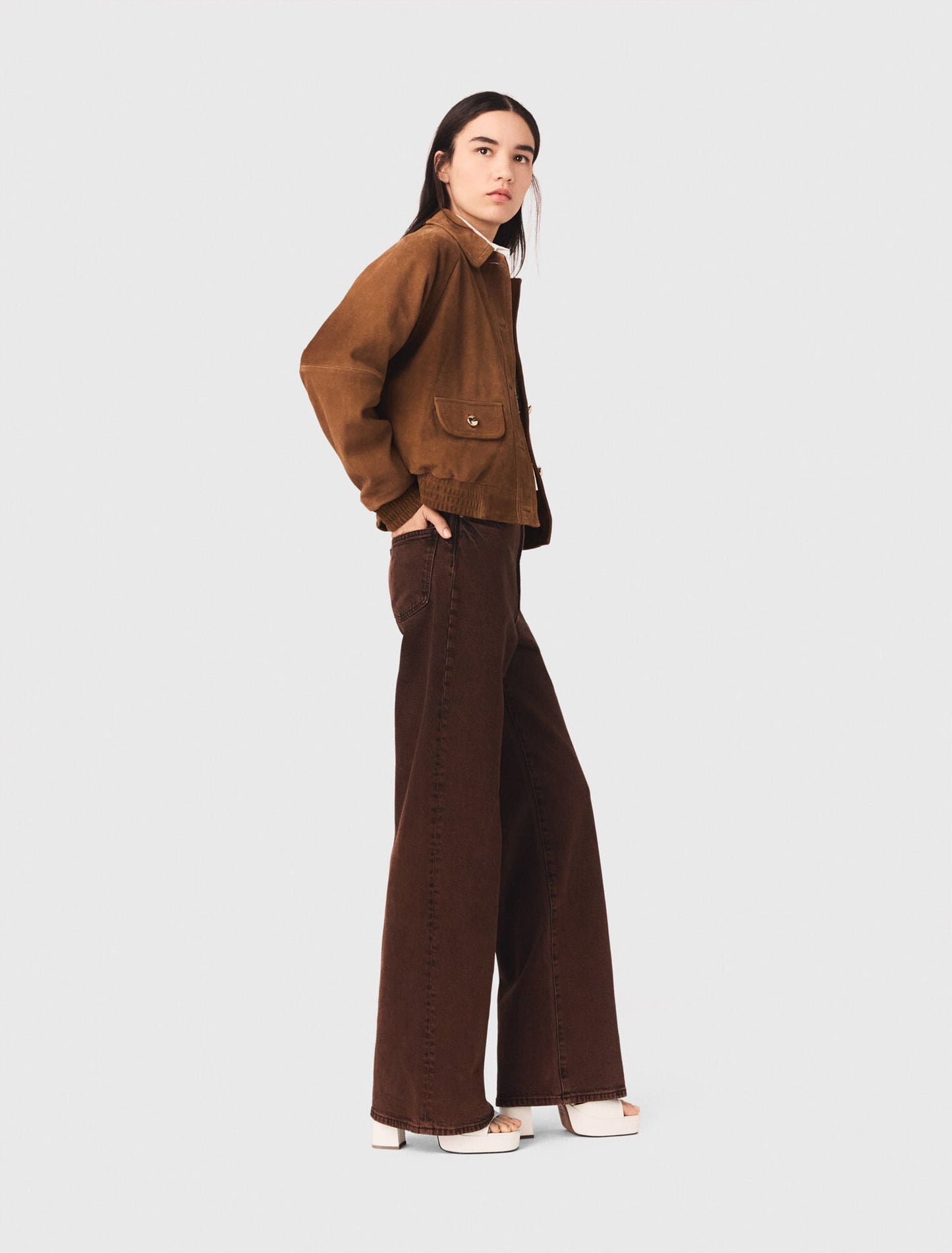 Bootcut jeans with chain Brown