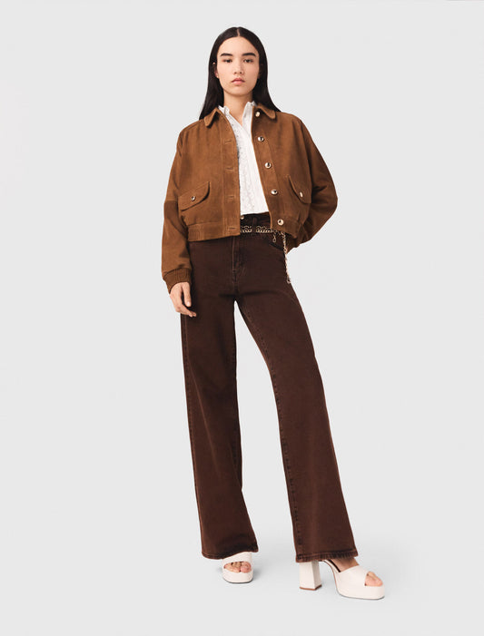 Bootcut jeans with chain Brown