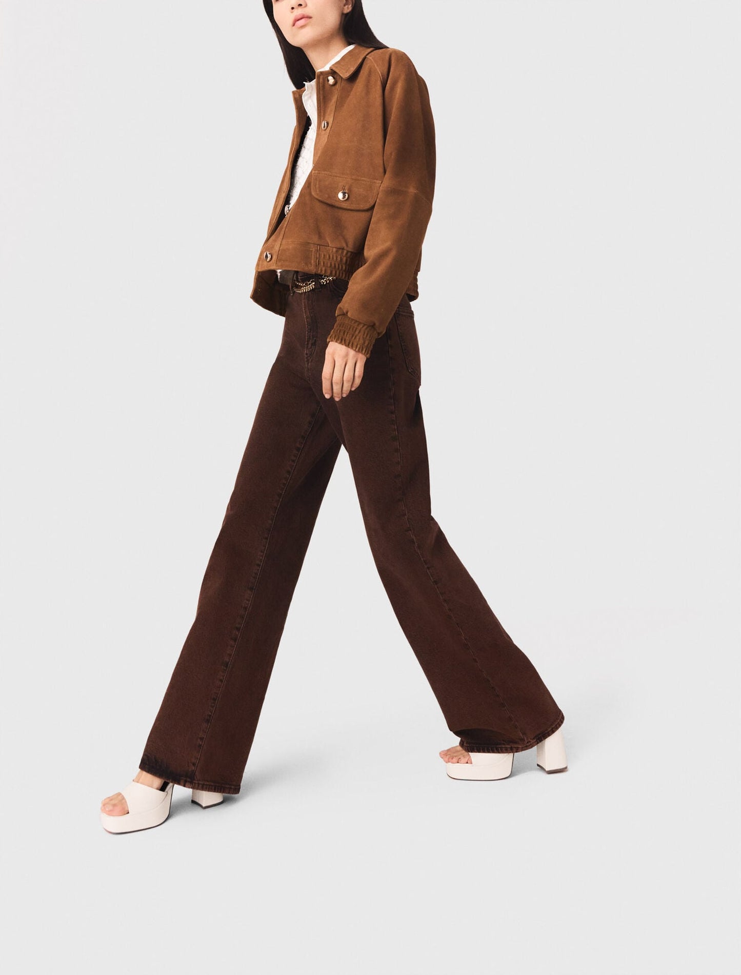 Bootcut jeans with chain Brown