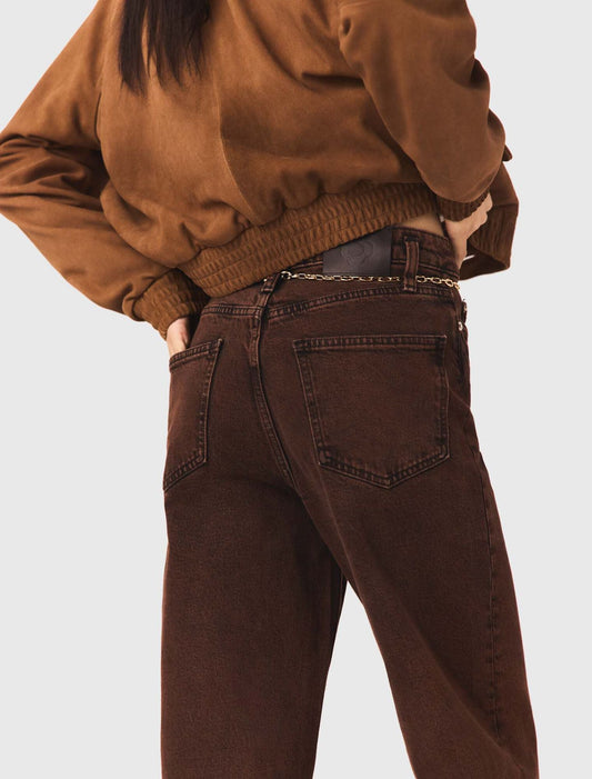 Bootcut jeans with chain Brown