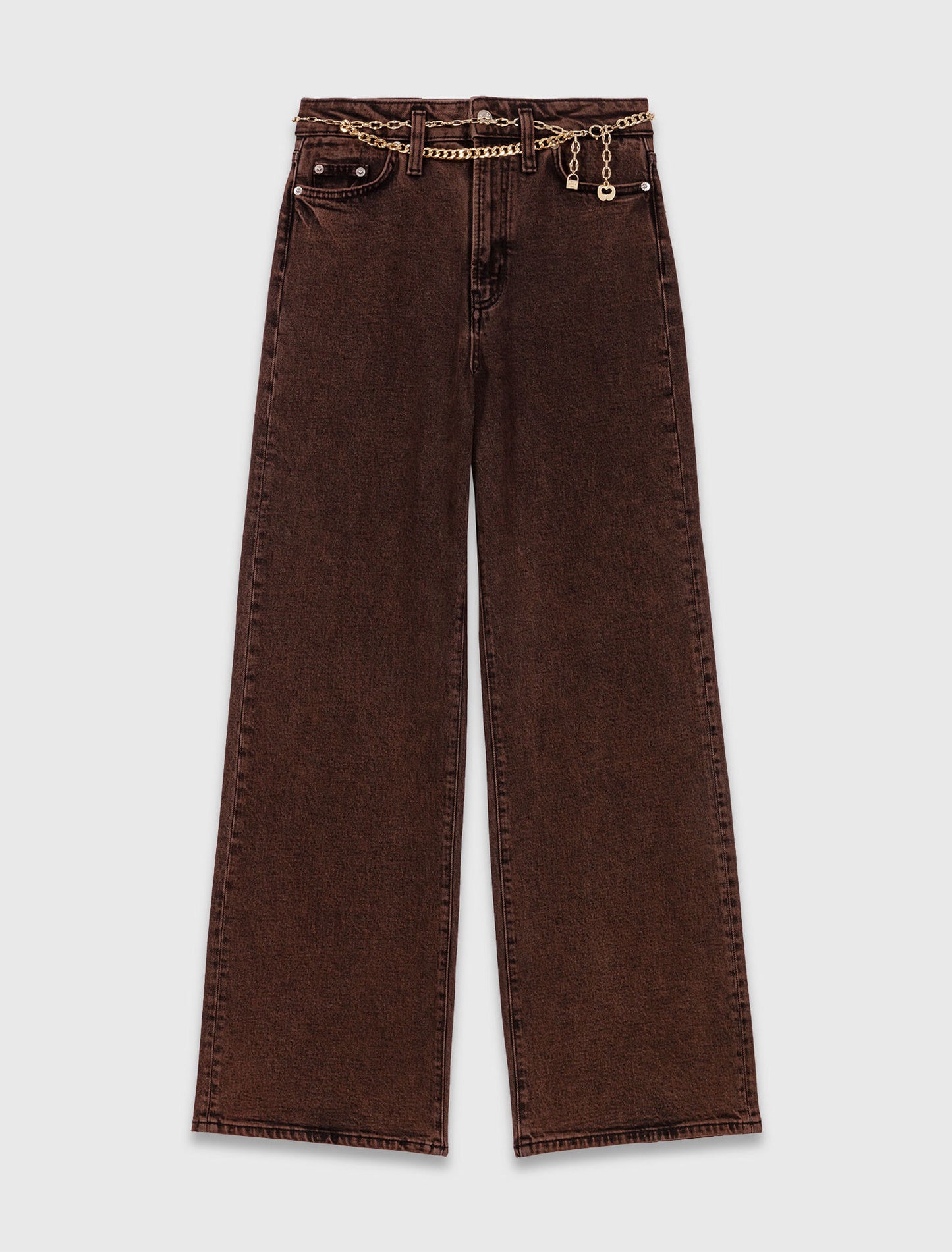 Bootcut jeans with chain Brown