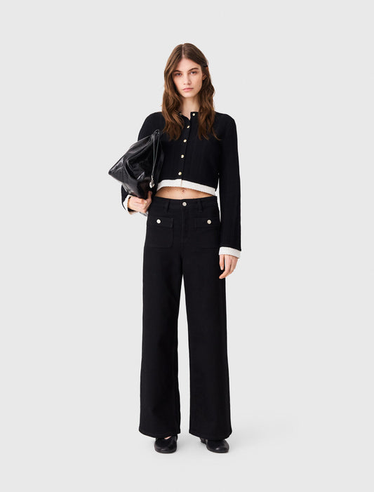 Straight-leg jeans with patch pockets Black