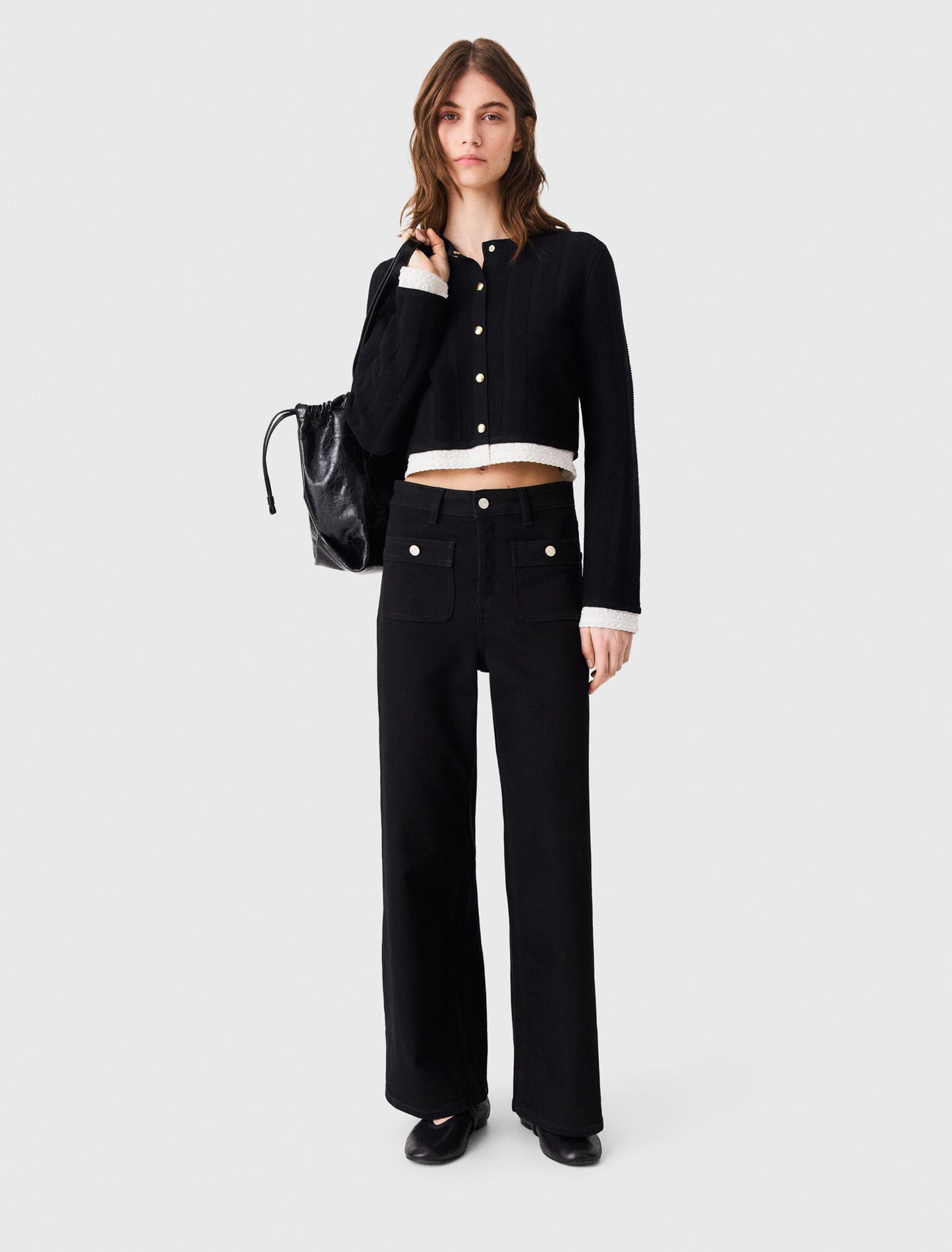 Straight-leg jeans with patch pockets Black