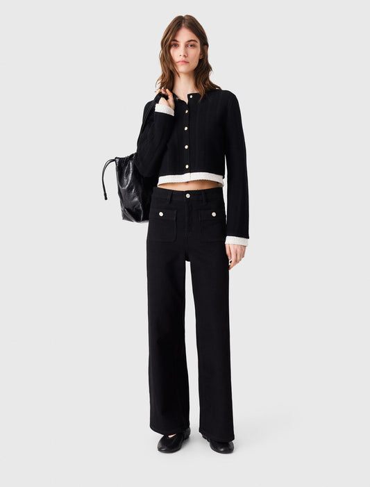 Straight-leg jeans with patch pockets Black