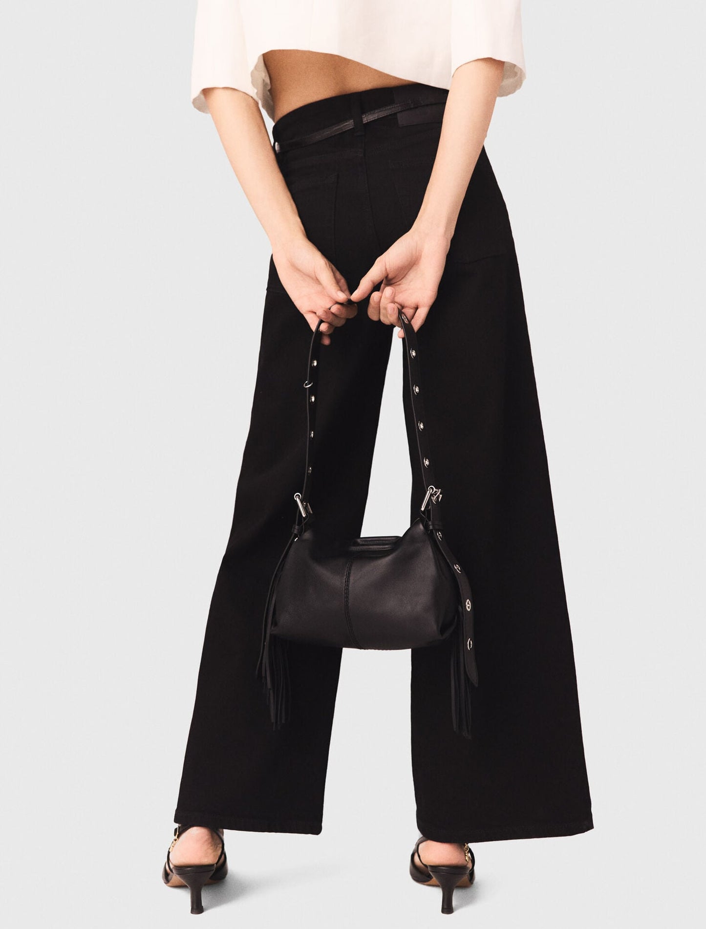 Straight-leg jeans with patch pockets Black
