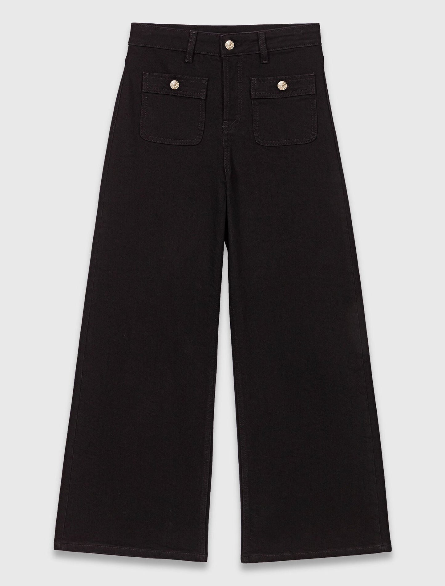 Straight-leg jeans with patch pockets Black