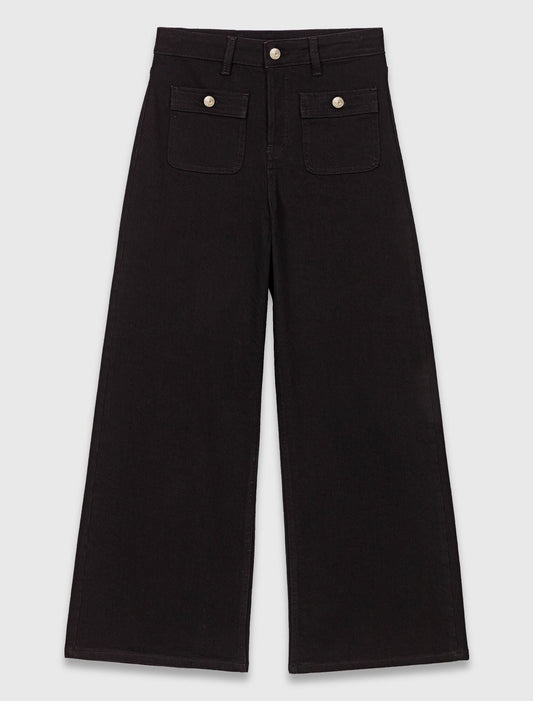 Straight-leg jeans with patch pockets Black