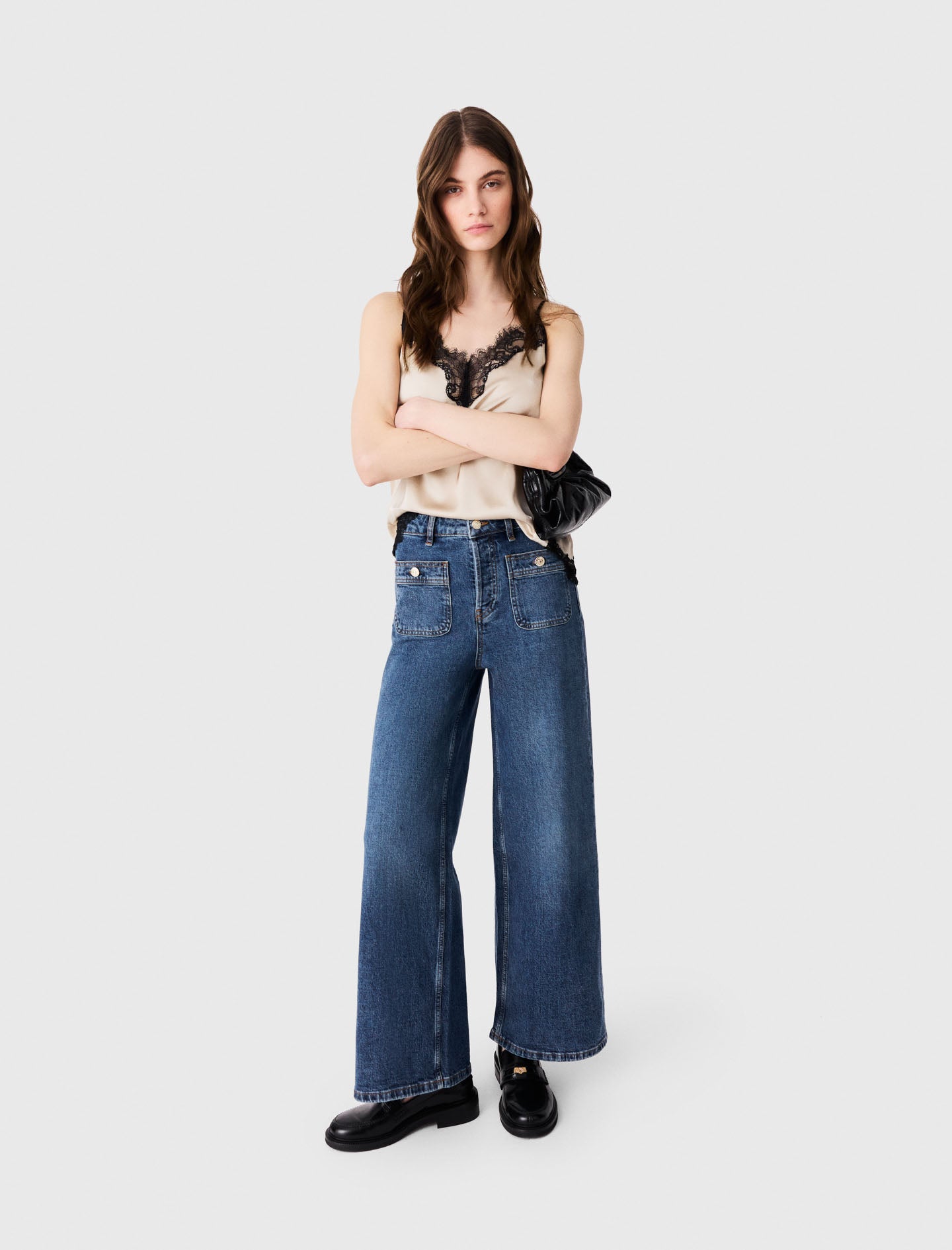Wide-leg jeans with patch pockets Blue