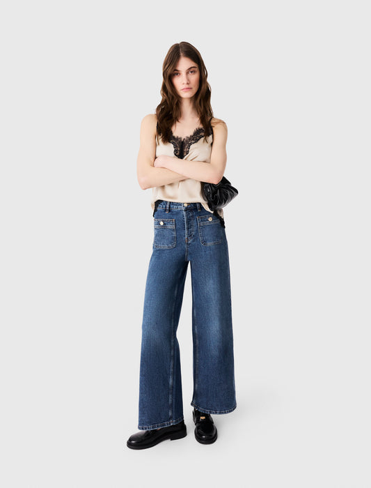 Wide-leg jeans with patch pockets Blue