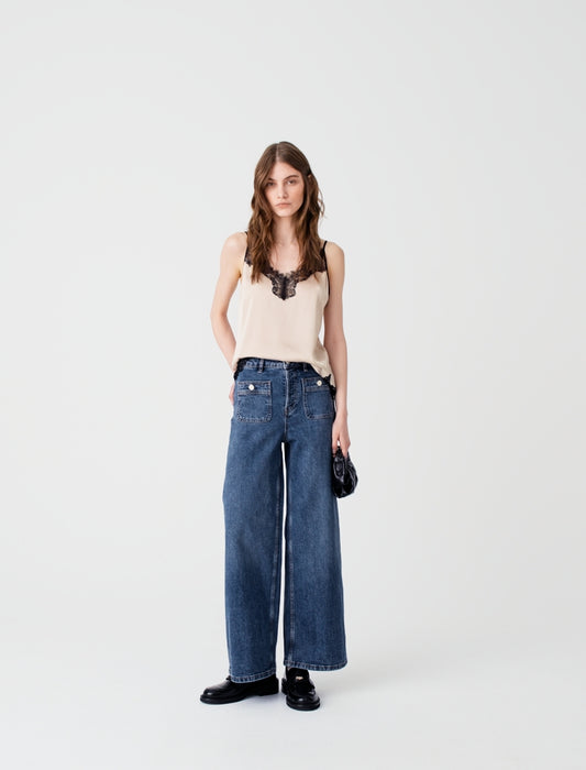 Wide-leg jeans with patch pockets Blue